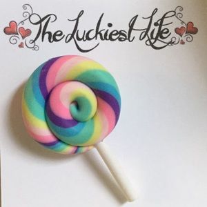 BRAND NEW!  Cute Handmade Striped Lollipop Pin